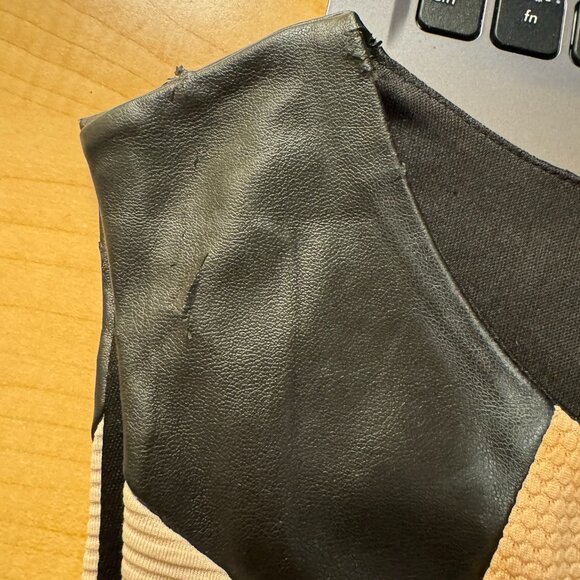 ParisianCollection Black & Tan Sleeveless Dress, Pleather & Keyhole Details - Picture 8 of 8